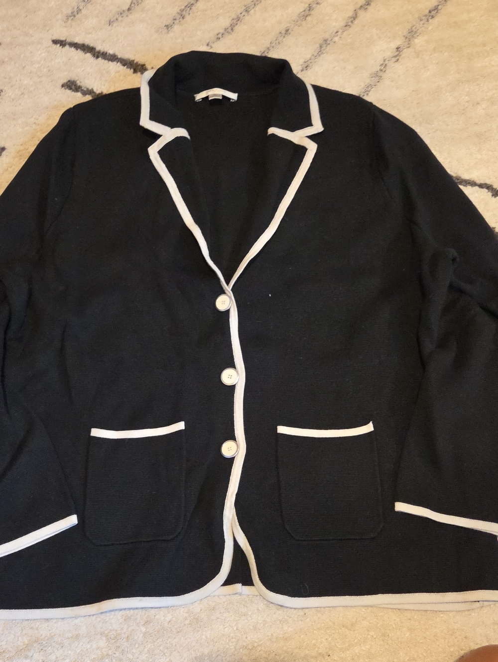 Liz Claiborne Black Blazer with White Trim